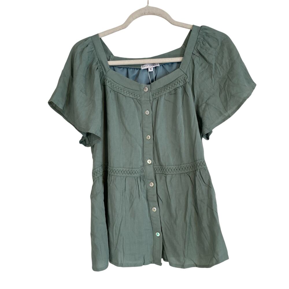 Nwt Baltic Born Unity Button Down Sage Green Rayo… - image 2